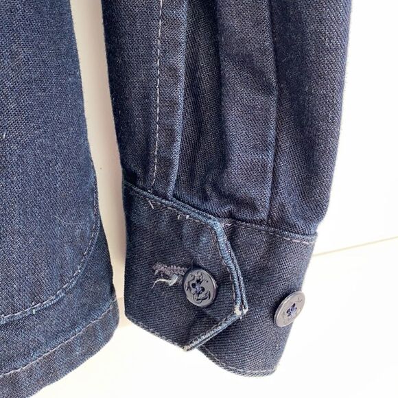 Vintage Tommy Hilfiger Military Inspired Dark Denim Utility Jacket Blue Medium - Picture 6 of 15